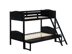 Arlo Twin Over Full Bunk Bed with Ladder Black - Bunk Bed - Half Price Furniture