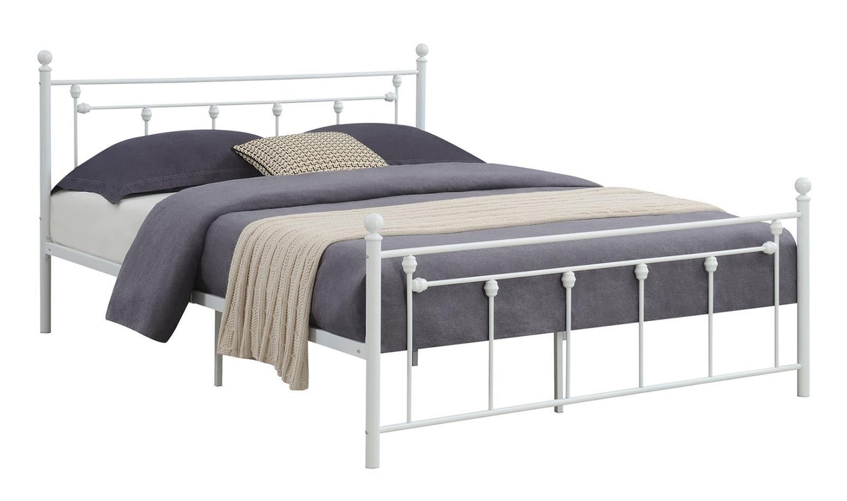 Canon Queen Metal Slatted Headboard Platform Bed - White - Bed - Half Price Furniture