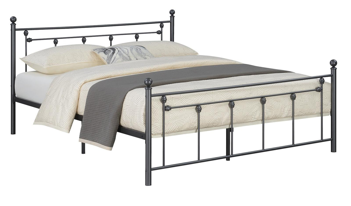 Canon Queen Metal Slatted Headboard Platform Bed - Gunmetal  Half Price Furniture
