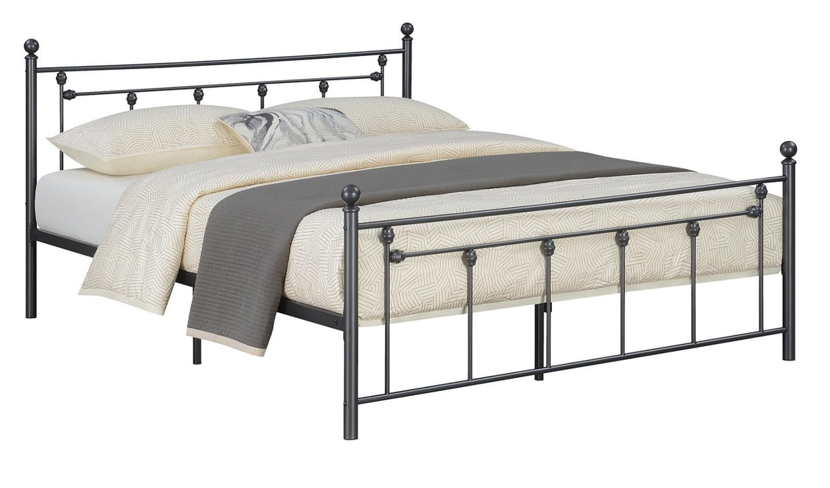 Canon Queen Metal Slatted Headboard Platform Bed - Gunmetal - Bed - Half Price Furniture