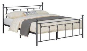 Canon Queen Metal Slatted Headboard Platform Bed - Gunmetal - Bed - Half Price Furniture