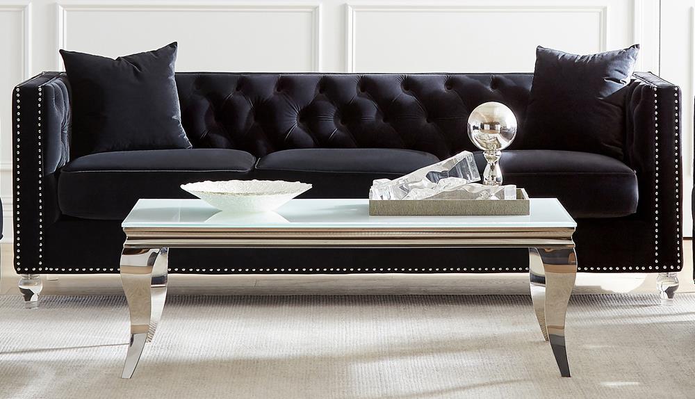 Delilah Upholstered Tufted Tuxedo Arm Sofa Black  Half Price Furniture