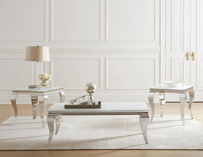 Luna Square End Table White and Chrome - End Table - Half Price Furniture