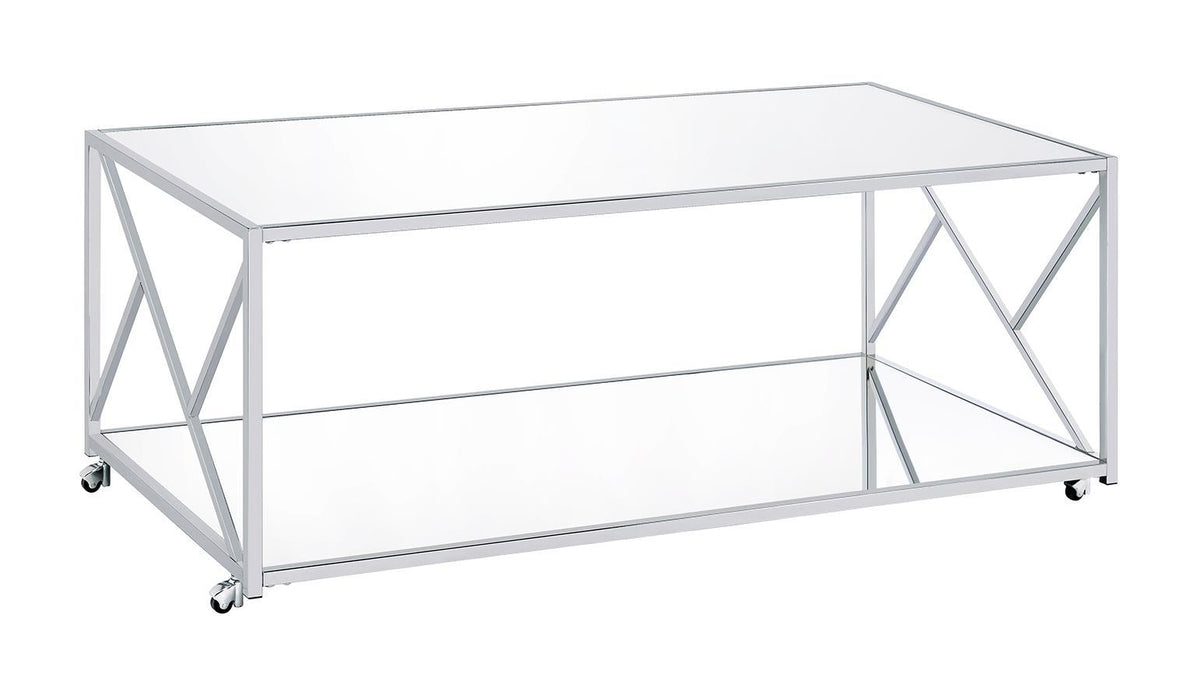 Provins 3-piece Occasional Table Set Clear Mirror and Chrome  Half Price Furniture