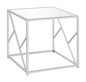 Provins 3-piece Occasional Table Set Clear Mirror and Chrome Half Price Furniture