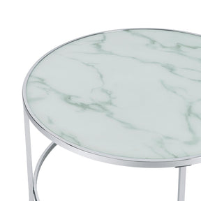 Lynn 2-piece Round Nesting Table White and Chrome - Table Set - Half Price Furniture
