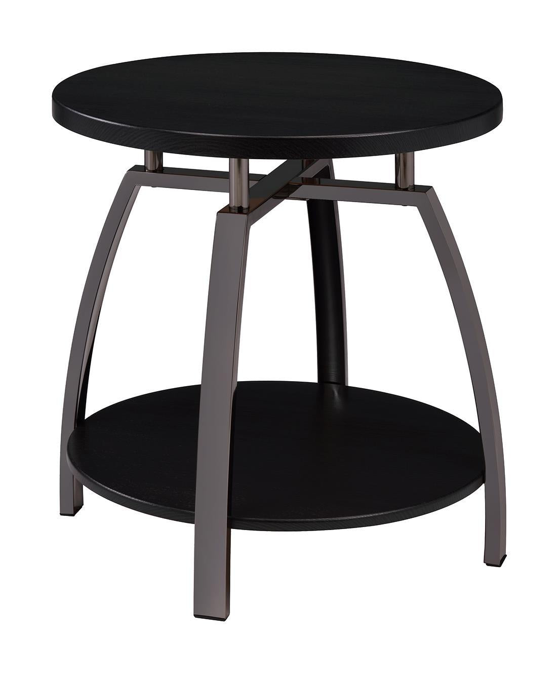 Dacre Round End Table Dark Grey and Black Nickel - Half Price Furniture