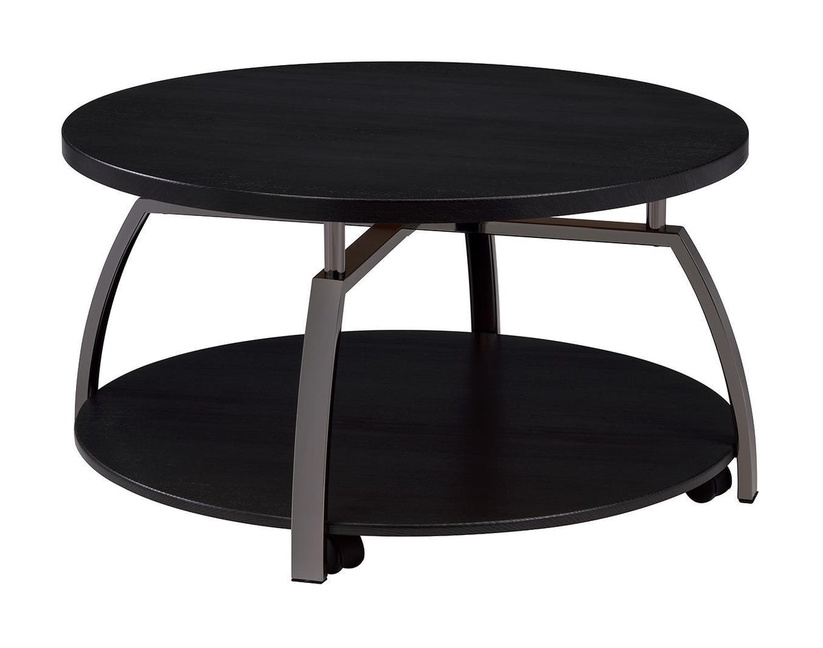 Dacre Round Coffee Table Dark Grey and Black Nickel - Half Price Furniture