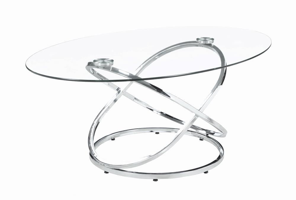 Warren 3-piece Occasional Set Chrome and Clear Warren 3-piece Occasional Set Chrome and Clear Half Price Furniture