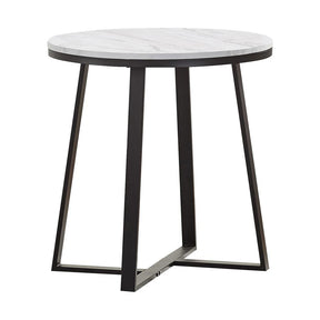 Hugo Metal Base Round End Table White and Matte Black - End Table - Half Price Furniture