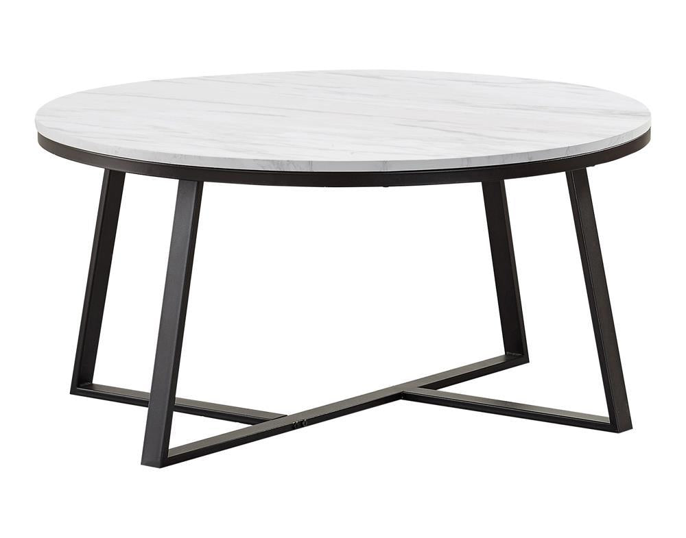 Hugo Round Coffee Table White and Matte Black - Half Price Furniture