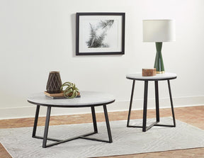 Hugo Metal Base Round End Table White and Matte Black - End Table - Half Price Furniture