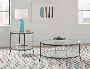 Laurie Round Glass Top End Table Black Nickel and Clear - End Table - Half Price Furniture