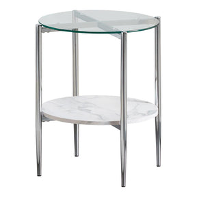 Cadee Round Glass Top End Table Clear and Chrome - End Table - Half Price Furniture
