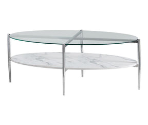 Cadee Round Glass Top Coffee Table White and Chrome - Coffee Table - Half Price Furniture