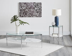 Cadee Round Glass Top End Table Clear and Chrome - End Table - Half Price Furniture