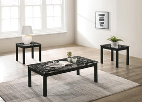 Darius Faux Marble Rectangle 3-piece Occasional Table Set Black - Table Set - Half Price Furniture