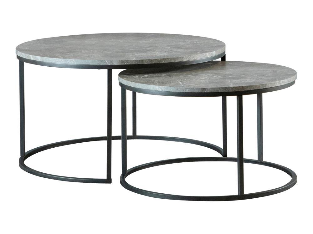 Lainey Round 2-piece Nesting Coffee Table Grey and Gunmetal - Half Price Furniture