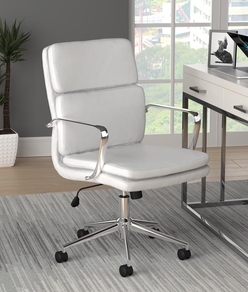 Ximena Standard Back Upholstered Office Chair White Ximena Standard Back Upholstered Office Chair White Half Price Furniture