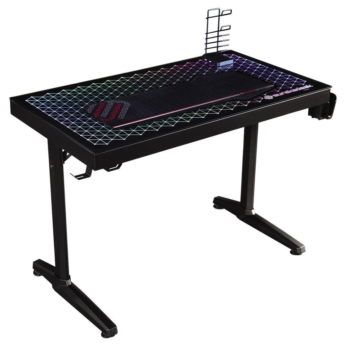 Avoca Tempered Glass Top Gaming Desk Black - Half Price Furniture