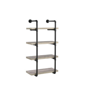 Elmcrest 24-inch Wall Shelf Black and Rustic Oak - Wall Shelf - Half Price Furniture