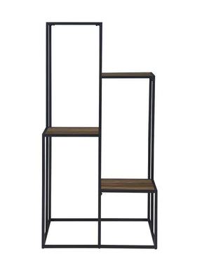 Rito 4-tier Display Shelf Rustic Brown and Black - Display Shelf - Half Price Furniture