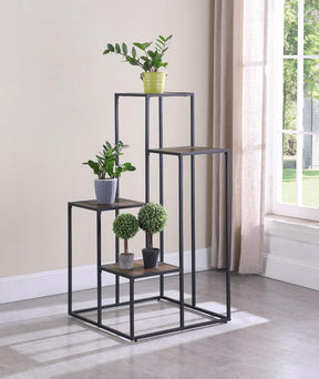 Rito 4-tier Display Shelf Rustic Brown and Black - Display Shelf - Half Price Furniture