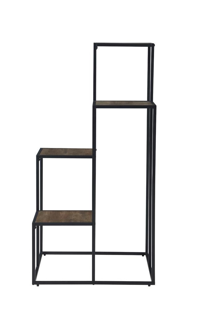 Rito 4-tier Display Shelf Rustic Brown and Black - Half Price Furniture
