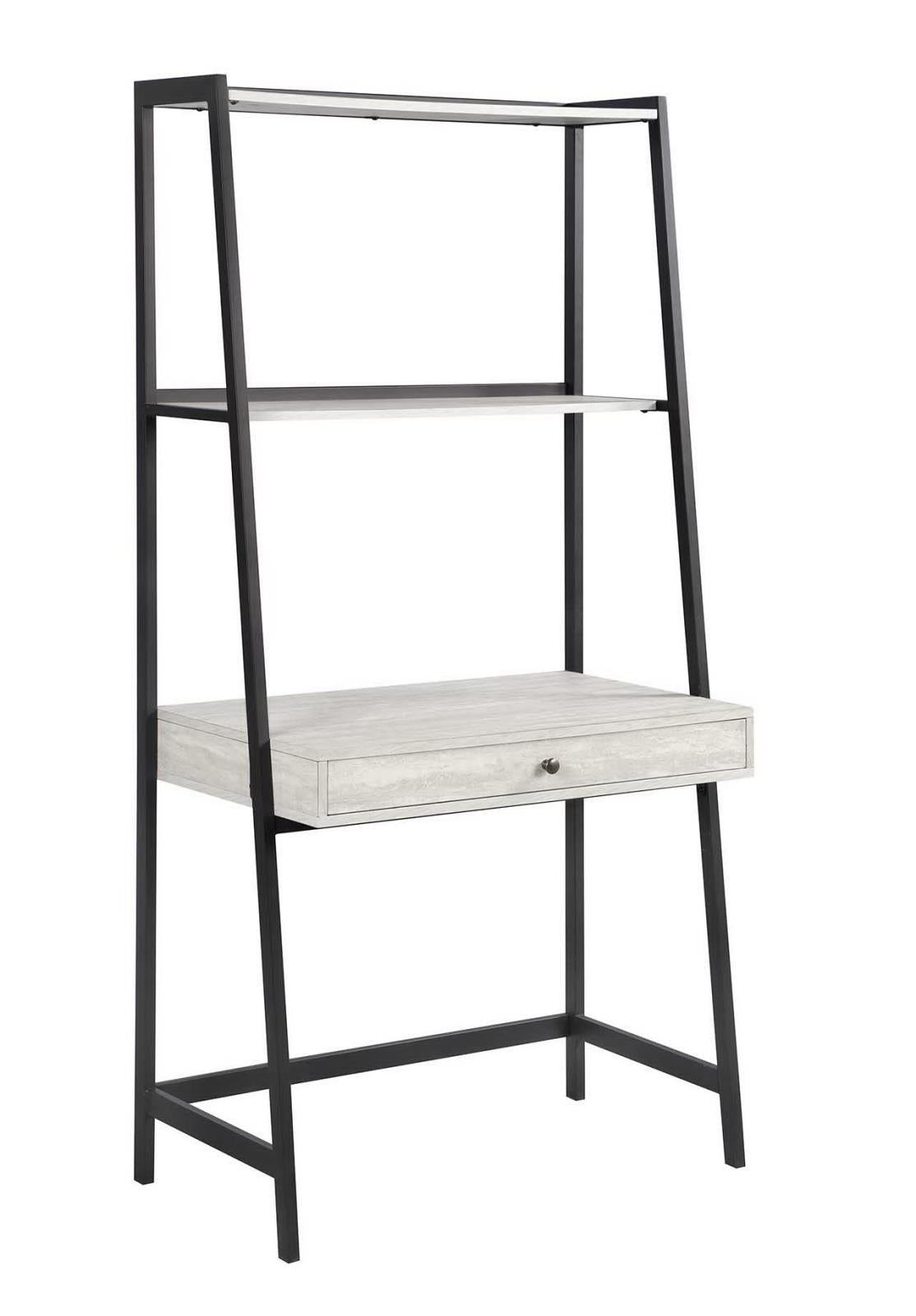 Pinckard 1-drawer Ladder Desk Grey Stone and Black - Half Price Furniture