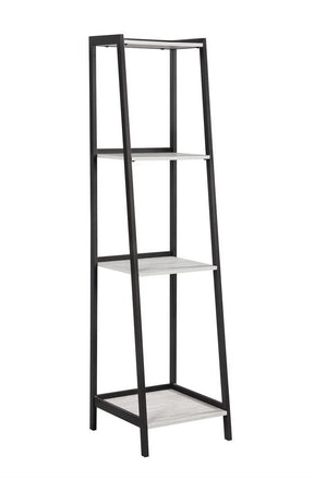 Pinckard 4-shelf Ladder Bookcase Grey Stone and Black - Bookcase - Half Price Furniture