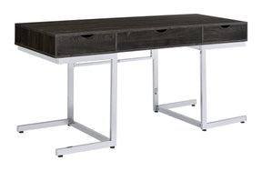 Noorvik 3-drawer Writing Desk Dark Oak and Chrome - Desk - Half Price Furniture