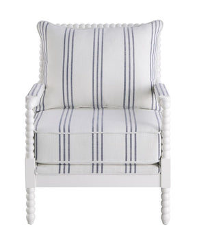 Blanchett Upholstered Accent Chair with Spindle Accent White and Navy Half Price Furniture