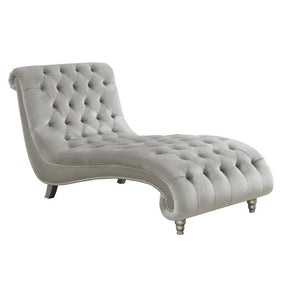 Lydia Tufted Cushion Chaise with Nailhead Trim Grey - Chaise - Half Price Furniture