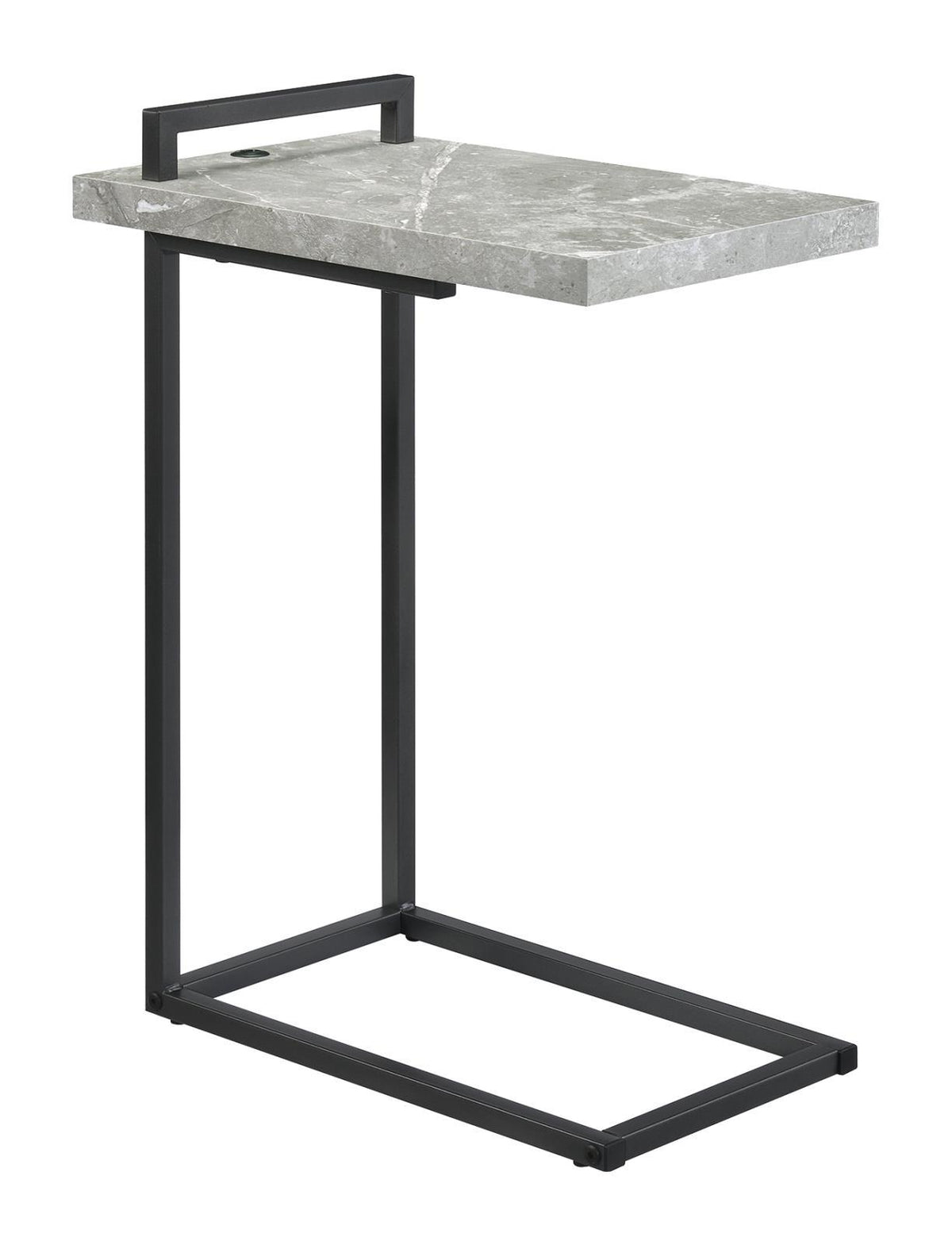 Maxwell C-shaped Accent Table Cement and Gunmetal - End Table - Half Price Furniture