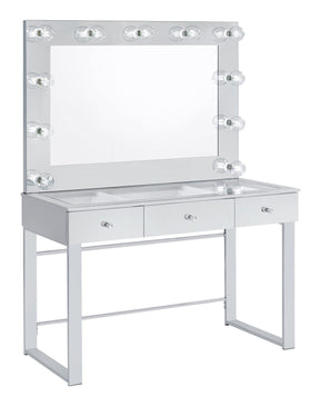 Umbridge 3-drawer Vanity with Lighting Chrome and White - Half Price Furniture