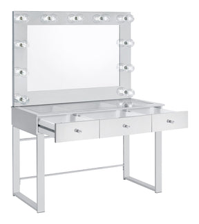 Umbridge 3-drawer Vanity with Lighting Chrome and White - Vanity Set - Half Price Furniture