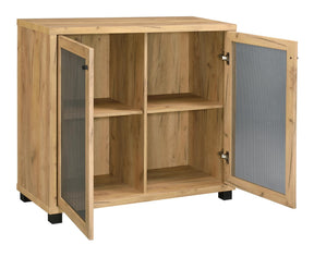 Mchale Accent Cabinet with Two Mesh Doors Golden Oak - Accent Cabinet - Half Price Furniture