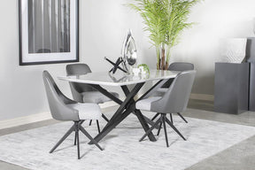 Paulita Rectangular Dining Table White and Gunmetal - Dining Table - Half Price Furniture