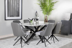 Paulita Rectangular Dining Table White and Gunmetal - Dining Table - Half Price Furniture