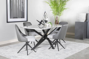 Paulita Rectangular Dining Table White and Gunmetal - Dining Table - Half Price Furniture