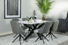 Paulita Rectangular Dining Table White and Gunmetal - Dining Table - Half Price Furniture