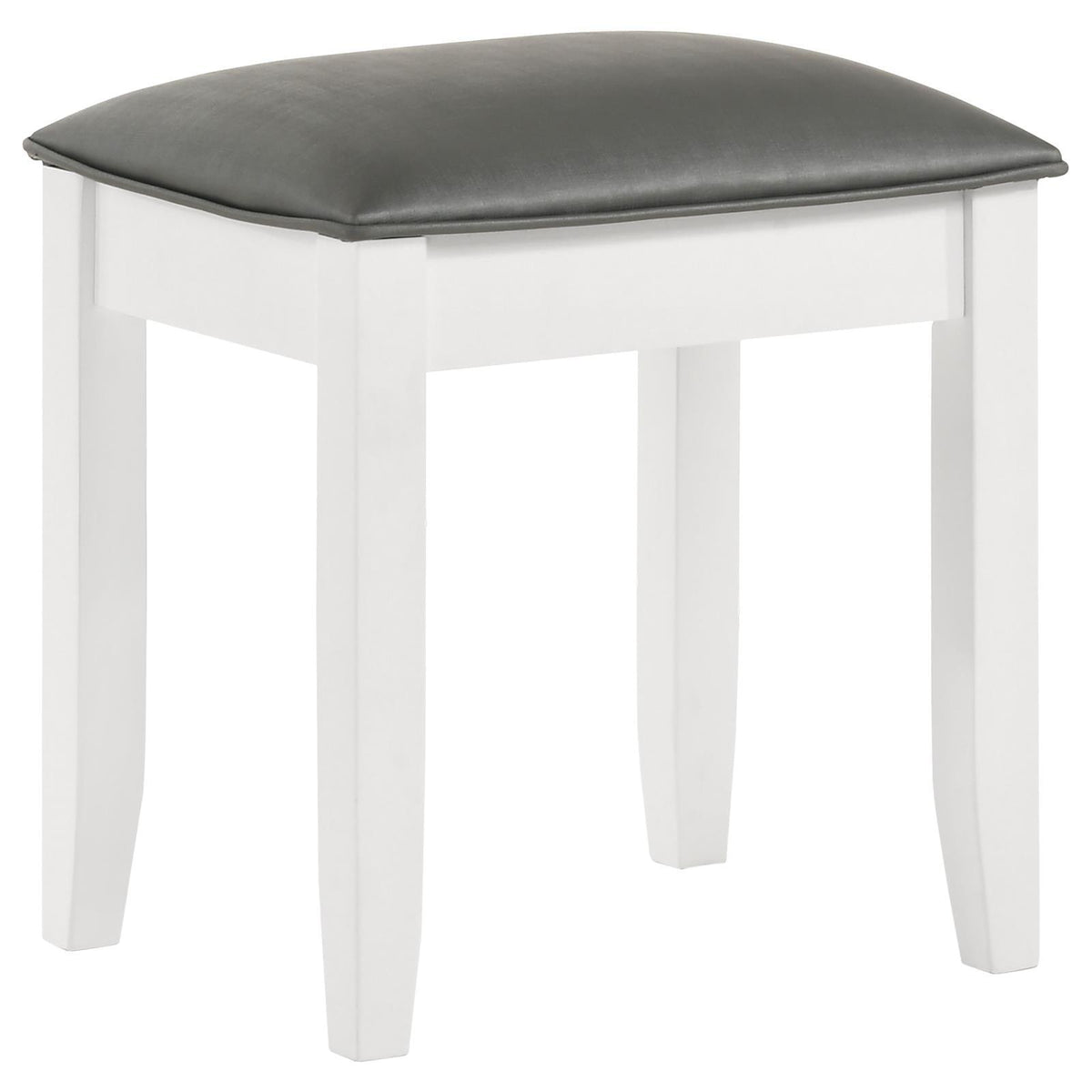 Felicity Upholstered Vanity Stool Metallic and Glossy White  Half Price Furniture