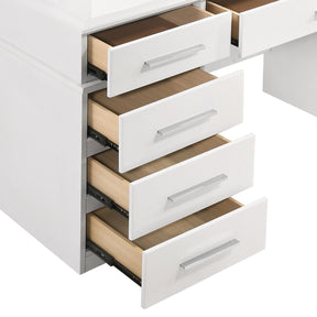 Felicity 9-drawer Vanity Desk with Lighted Mirror Glossy White - Vanity Set - Half Price Furniture
