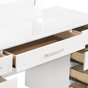 Felicity 9-drawer Vanity Desk with Lighted Mirror Glossy White - Vanity Set - Half Price Furniture