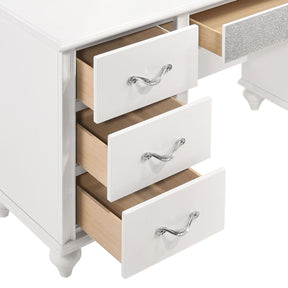 Barzini 7-drawer Vanity Desk with Lighted Mirror White Barzini 7-drawer Vanity Desk with Lighted Mirror White Half Price Furniture