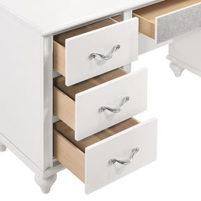 Barzini 7-drawer Vanity Desk with Lighted Mirror White - Vanity Set - Half Price Furniture