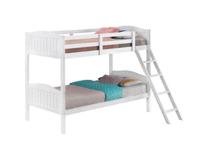 Arlo Twin Over Twin Bunk Bed with Ladder White  Half Price Furniture