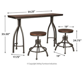 Odium Counter Height Dining Table and Bar Stools (Set of 3) - Half Price Furniture