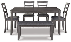 Bridson Dining Table and Chairs with Bench (Set of 6) Half Price Furniture