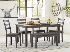 Bridson Dining Table and Chairs with Bench (Set of 6) - Half Price Furniture